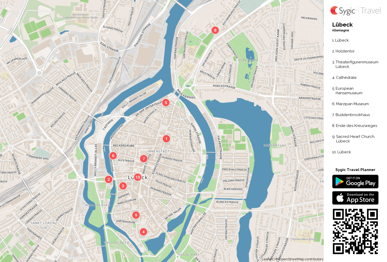 Lübeck: Carte touristique imprimable | Tripomatic