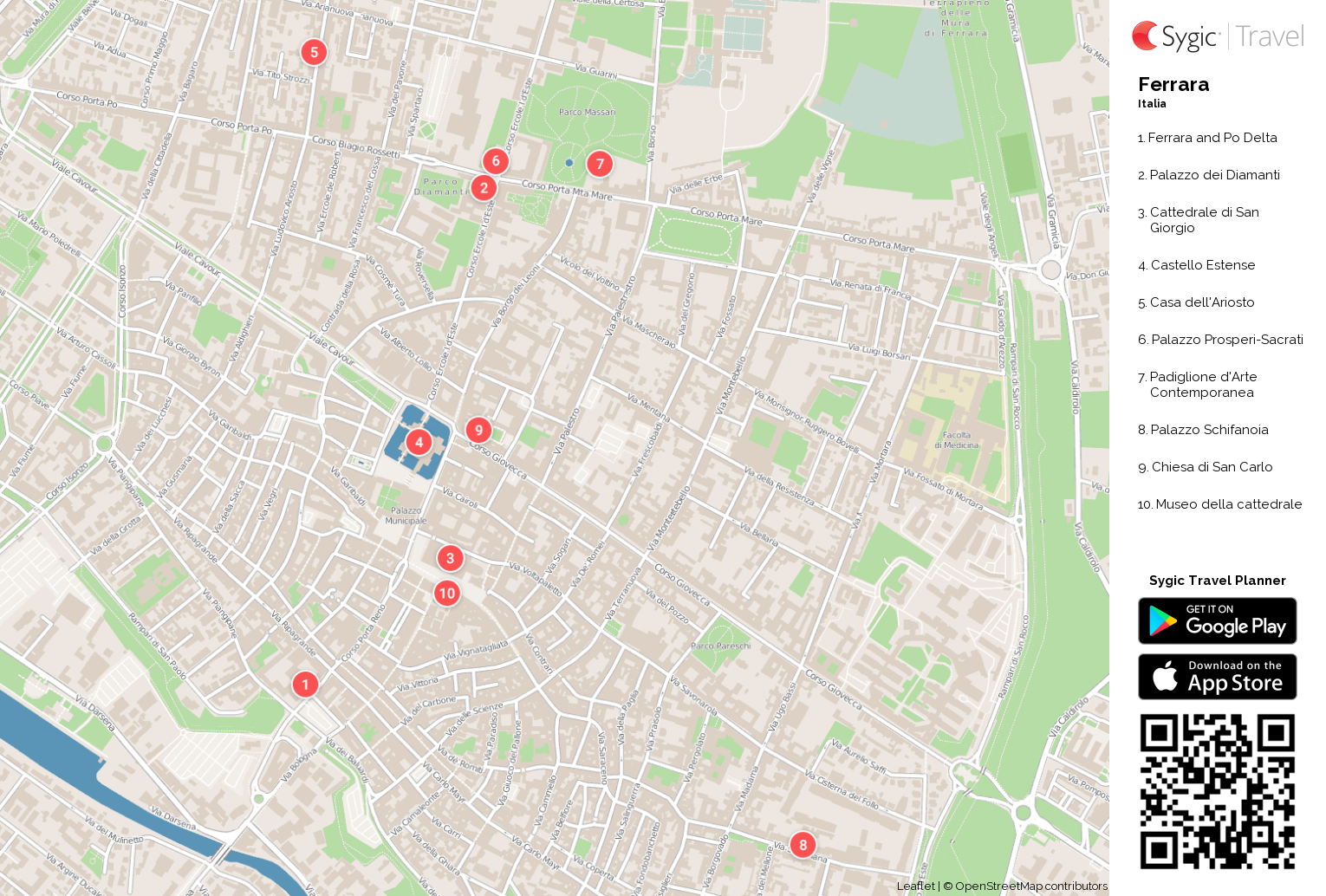 Ferrara: Mappa turistica da stampare | Tripomatic