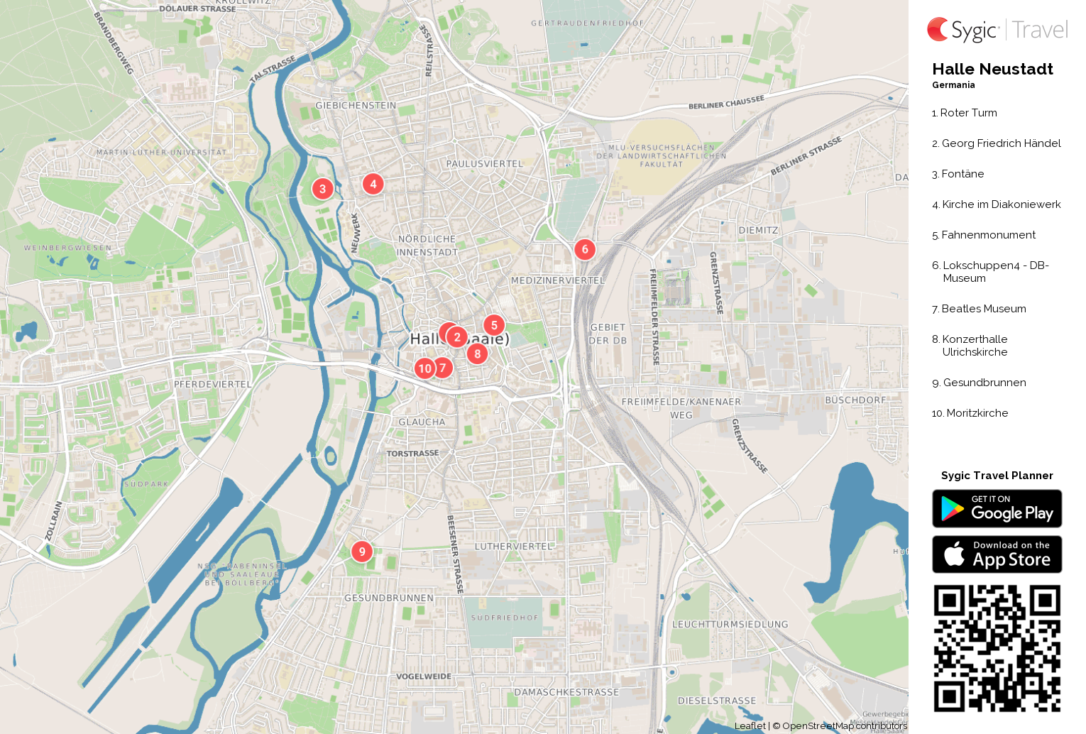 Halle Neustadt: Mappa turistica da stampare | Sygic Travel