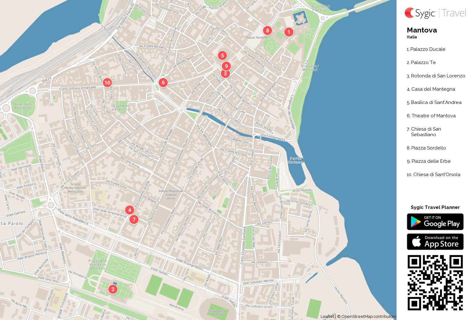 Mantova: Mappa turistica da stampare | Tripomatic