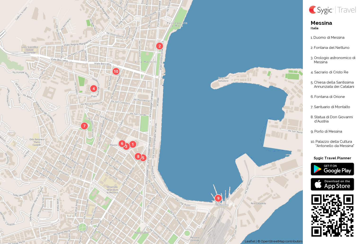 Messina: Mappa turistica da stampare | Sygic Travel Messina: Mappa turistica da stampare | Sygic Travel