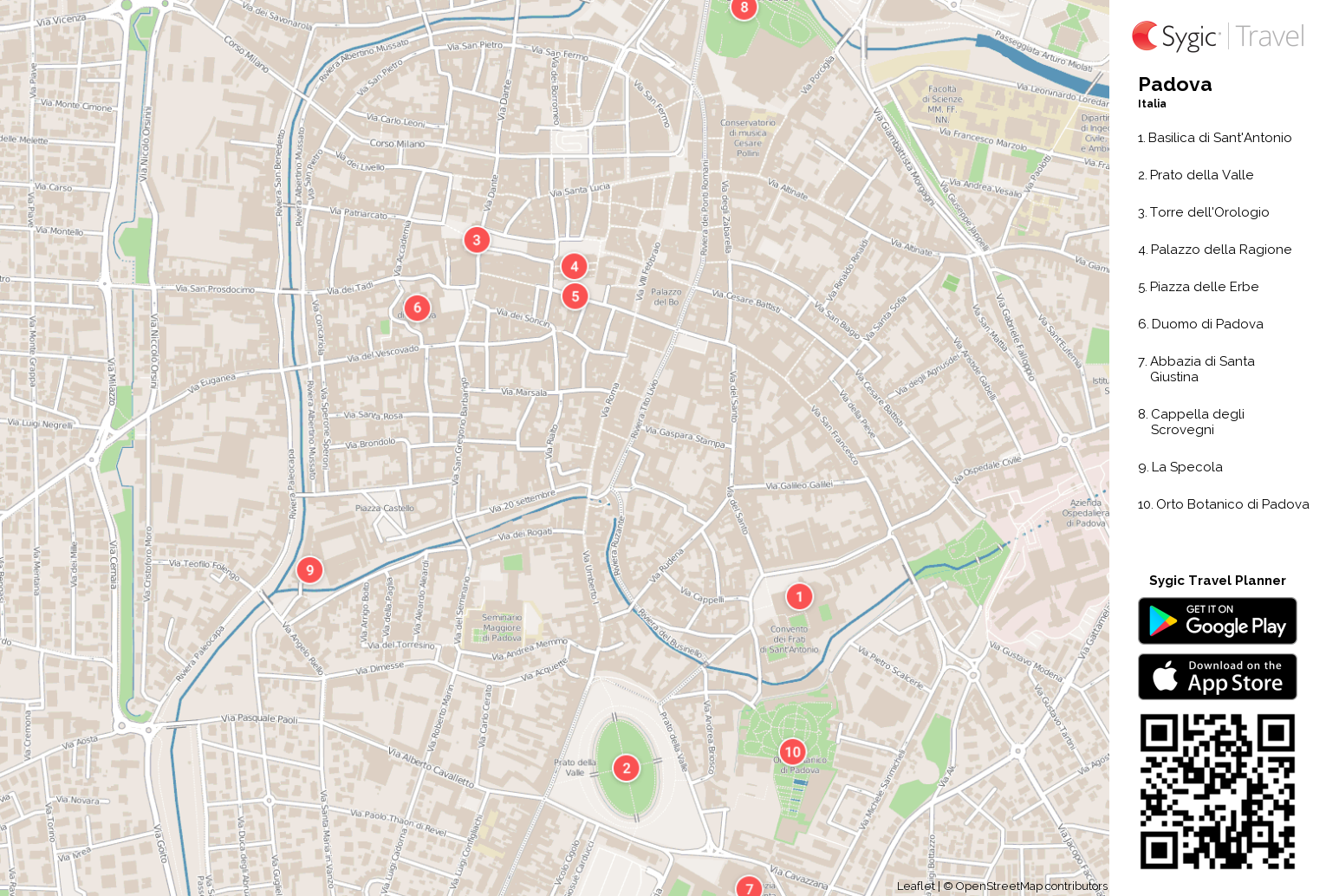 Padova Mappa Le Attrazioni