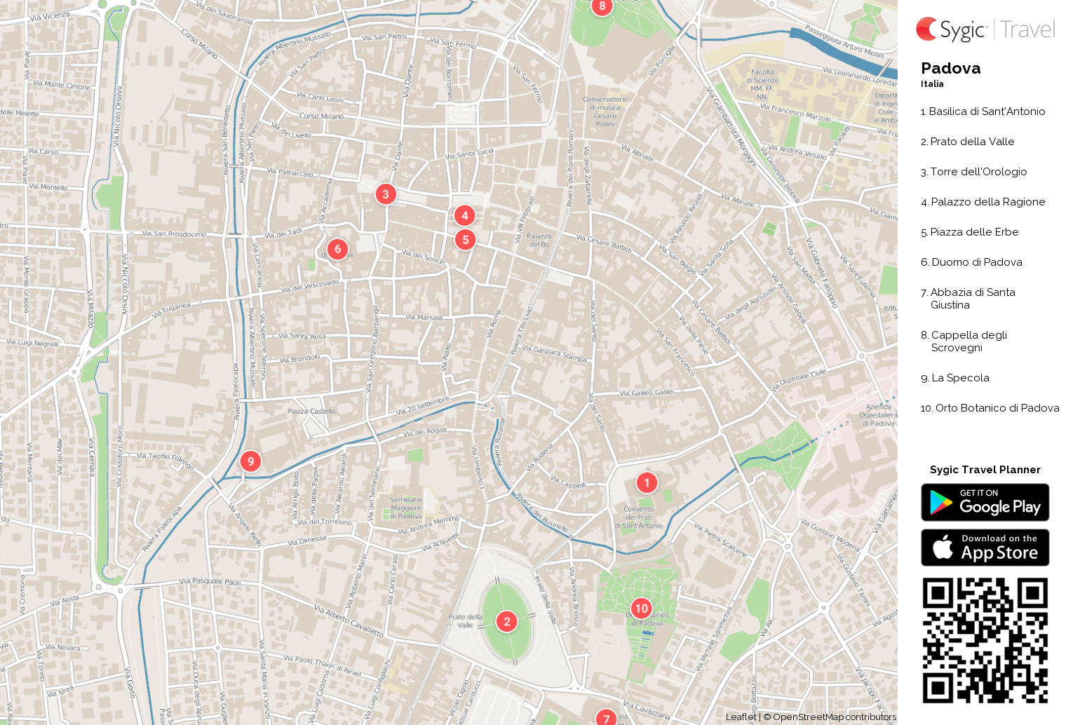 Padova: Mappa turistica da stampare | Tripomatic