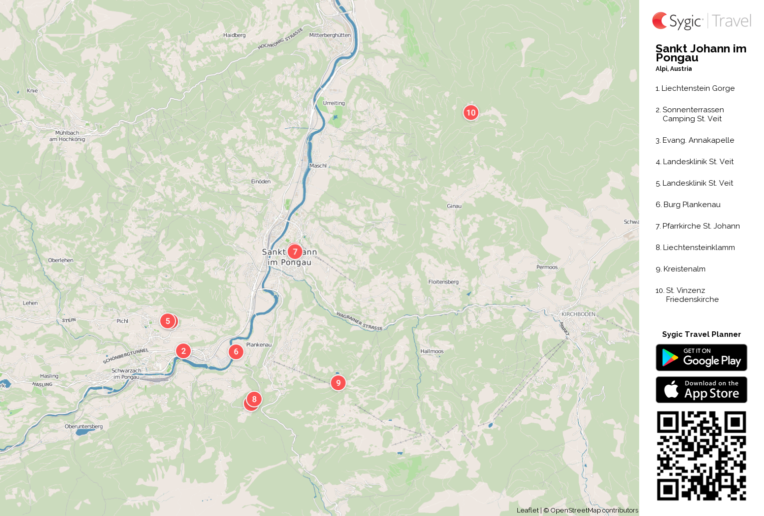 Sankt Johann im Pongau: Mappa turistica da stampare | Sygic Travel