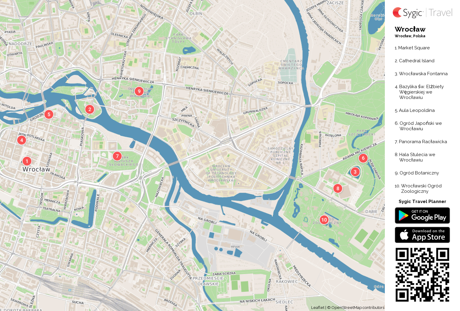 wroclaw mapa Wrocław – Mapa turystyczna do druku | Sygic Travel wroclaw mapa