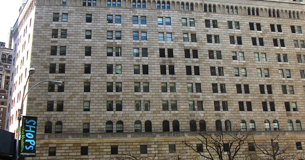 Edificio del Banco de la Reserva Federal de Nueva York en Manhattan