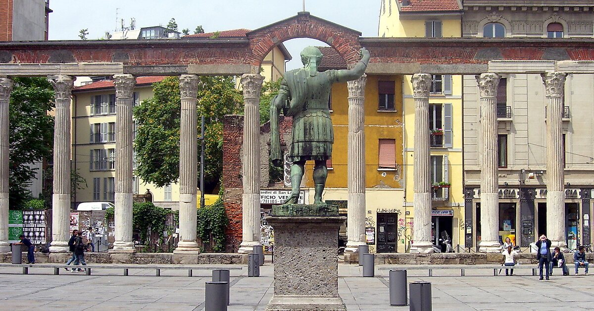 Column information. Колоннада Сан-Лоренцо. Римские памятники в Милане.