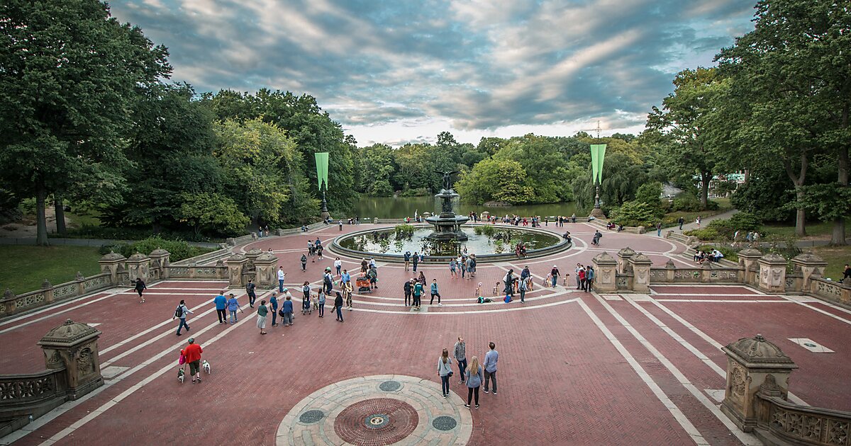 Bethesda Fountain and the lake from the terrace, Central Park, N.Y., U.S.A.