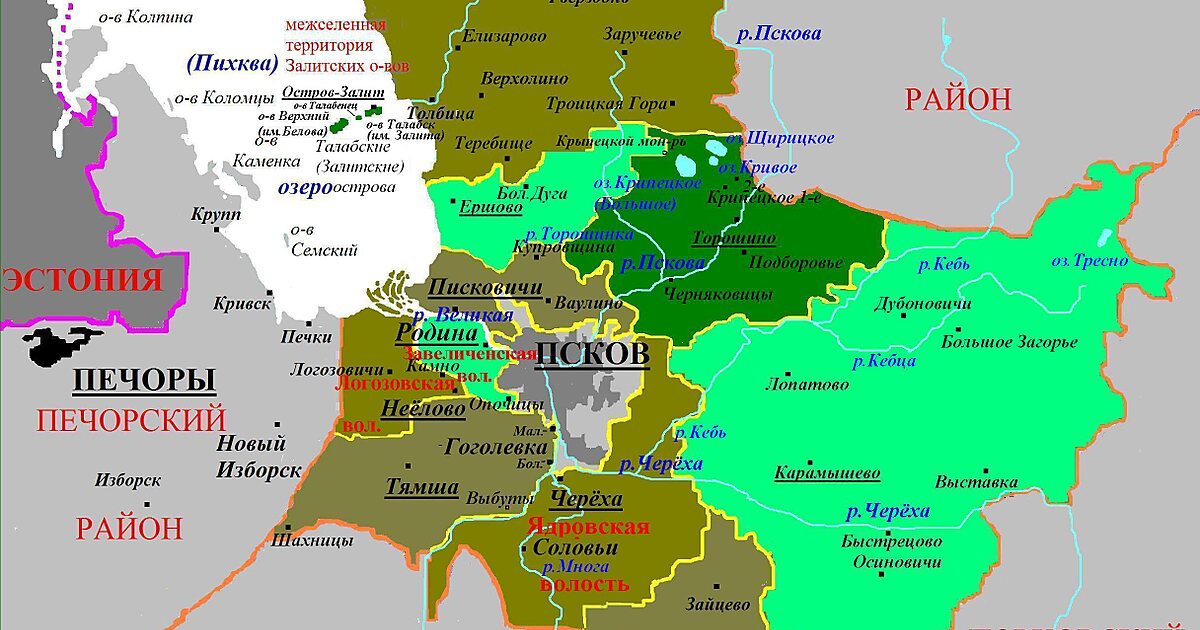 Карта псковской области и эстонии