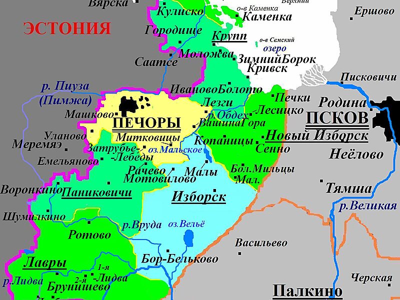 Карта псковской области и эстонии