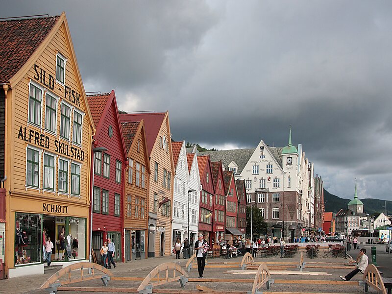 Bryggen Hanseatic Wharf in Bryggen, Bergen, Norway